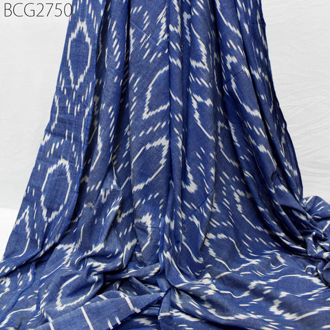 Blue Indian Ikat Cotton Fabric by the yard 2/60 Handwoven Kids Women Summer Dresses Handloom Home Decor Quilting Sewing Pillow's Drapery