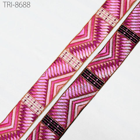 9 Yard Magenta 5cm Sari Border Embroidery Trim Embroidered Saree Ribbon Embellishments Sewing Crafting Costumes Headband Dog Collar Tote Bag