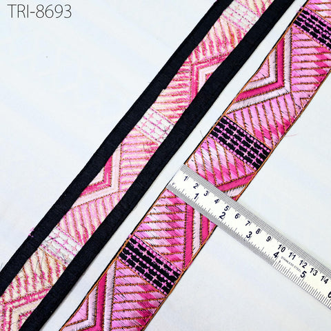 9 Yard Pink 5cm Sari Border Embroidery Trim Embroidered Saree Ribbon Embellishments Sewing Crafting Costumes Headband Dog Collar Tote Bags
