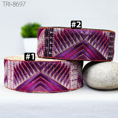 9 Yard Purple 5cm Embroidery Border Embroidered Fabric Trim Gift Wrapping Saree Ribbon DIY Crafting Christmas Decoration Embellishment Trim