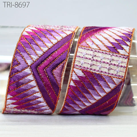 9 Yard Purple 5cm Embroidery Border Embroidered Fabric Trim Gift Wrapping Saree Ribbon DIY Crafting Christmas Decoration Embellishment Trim