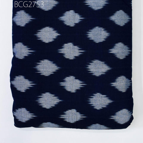 Indian Blue Ikat Cotton Fabric by the yard 2/60 Handwoven Kids Women Summer Dresses Handloom Home Decor Quilting Sewing Pillow's Drapery