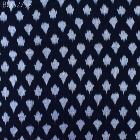 Indian Blue Ikat Cotton Fabric by the yard 2/60 Handwoven Kids Women Summer Dresses Handloom Home Decor Quilting Sewing Pillow's Drapery