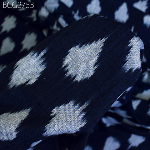 Indian Blue Ikat Cotton Fabric by the yard 2/60 Handwoven Kids Women Summer Dresses Handloom Home Decor Quilting Sewing Pillow's Drapery