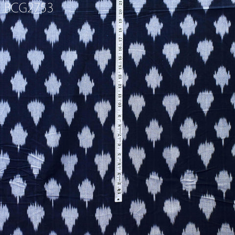 Indian Blue Ikat Cotton Fabric by the yard 2/60 Handwoven Kids Women Summer Dresses Handloom Home Decor Quilting Sewing Pillow's Drapery