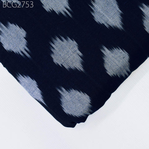Indian Blue Ikat Cotton Fabric by the yard 2/60 Handwoven Kids Women Summer Dresses Handloom Home Decor Quilting Sewing Pillow's Drapery