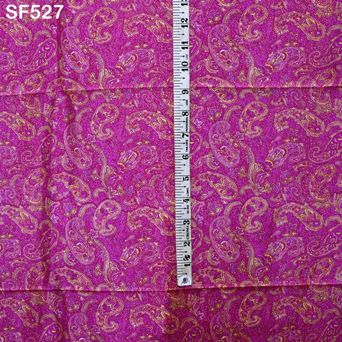 Indian Fuchsia Soft Pure Printed Silk Saree Fabric By The Yard Wedding Dresses Bridesmaid Party Costumes DIY Crafting Drapery Sari Sewing