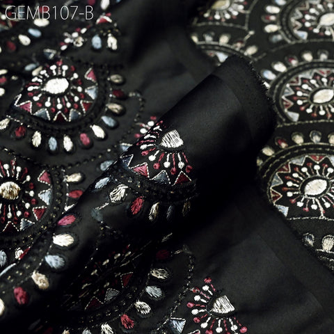 Wedding Dresses Material Indian Black Embroidered Fabric by the yard Sewing DIY Crafting Embroidery Costumes Cushion Covers Table Runners