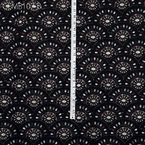 Wedding Dresses Material Indian Black Embroidered Fabric by the yard Sewing DIY Crafting Embroidery Costumes Cushion Covers Table Runners