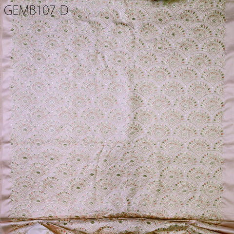 Indian Pink Embroidered Fabric by the yard Sewing DIY Crafting Embroidery Wedding Dresses Costumes Dolls Bags Cushion Covers Table Runners