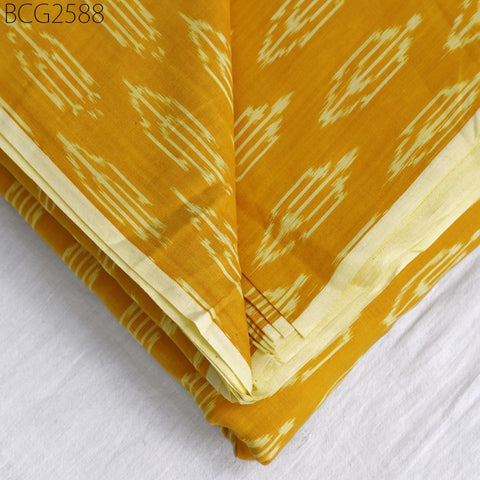 Yellow Ikat Cotton Fabric by yard Homespun Indian Handloom Quilting Sewing Crafting Women Kids Summer Dresses Cushions Home Decor Draperies