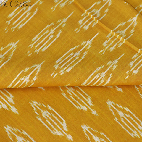 Yellow Ikat Cotton Fabric by yard Homespun Indian Handloom Quilting Sewing Crafting Women Kids Summer Dresses Cushions Home Decor Draperies