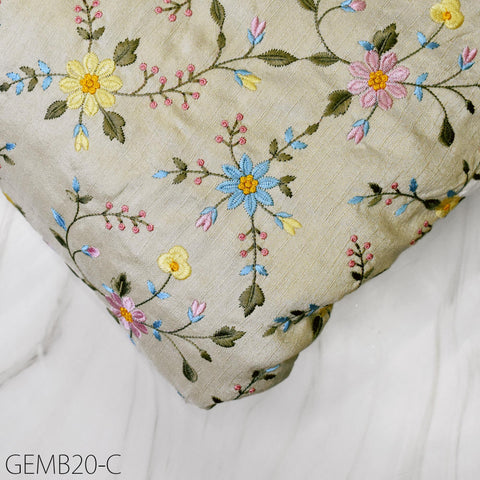 Beige Floral Indian Embroidered Fabric by the yard Sewing DIY Crafting Embroidery Wedding Dress Theatrical Costumes Waistcoat Cushion Cover