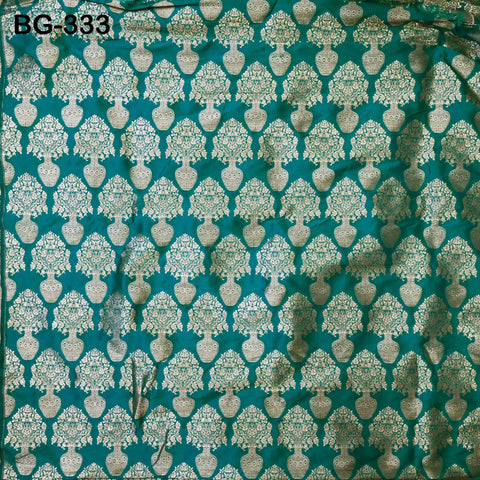 Green Brocade Fabric by the Yard Blended Indian Wedding Dresses Varanasi Crafting Sewing Costume Lehenga Valances Drapery Blouses Upholstery