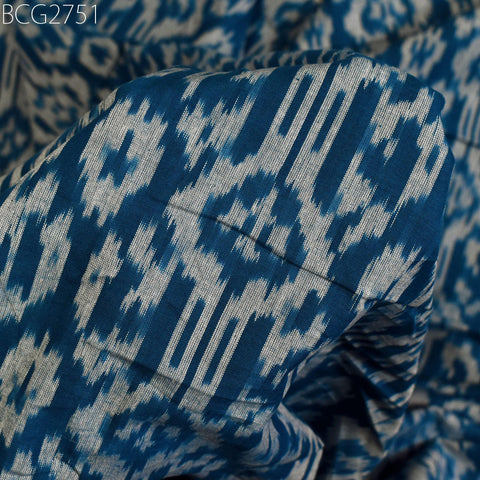 Blue Indian Ikat Cotton Fabric by the yard 2/60 Handwoven Kids Summer Dresses Handloom Home Decor Quilting Crafting Sewing Drapery Curtains