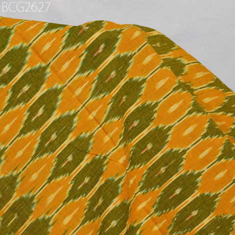 Green Ikat Cotton Fabric Yardage Handloom Fabric Sold By Yard Summer Dress Material Home Decor Yarn Dyed Remnant Quilting Table Runners