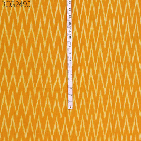 Marigold Yellow Ikat Cotton Fabric by yard Indian Homespun Handwoven Cushions Crafting Summer Women Pajamas Shorts Sewing Kitchen Curtain