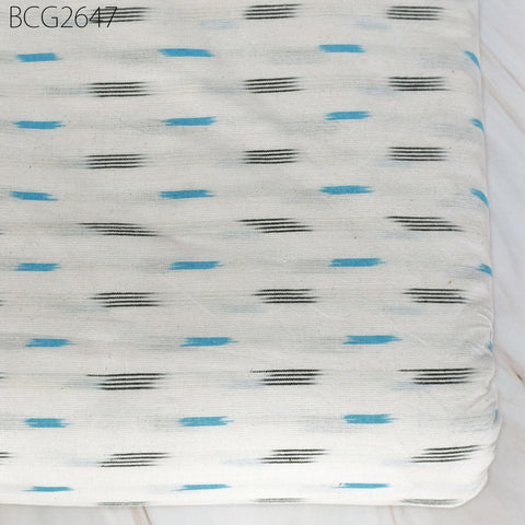 Blue Indian Handloom Ikat Cotton Fabric by Yard: Soft, Medium Weight, Quilting & Sewing