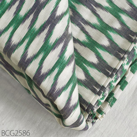 Green Indian Ikat Cotton Fabric by yard Homespun Handwoven Cushion Covers Crafting Summer Women Pajamas Kids Shorts Sewing Kitchen Curtains