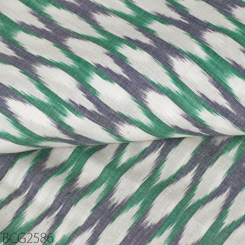 Green Indian Ikat Cotton Fabric by yard Homespun Handwoven Cushion Covers Crafting Summer Women Pajamas Kids Shorts Sewing Kitchen Curtains