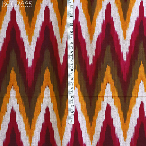 Brown Ikat Handloom Cotton Fabric Yardage: Upholstery, Home Decor, Sewing (120gsm)