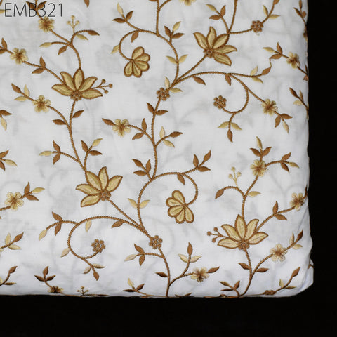 Embroidered Cotton Fabric by the Yard Indian Embroidery Sewing DIY Crafting Summer Women Kids Dresses Costumes Doll Bag Home Decor Curtain