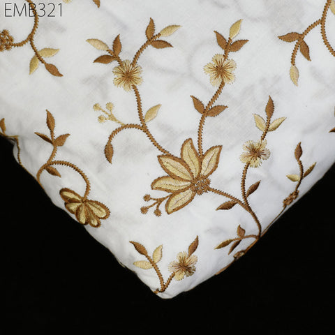 Embroidered Cotton Fabric by the Yard Indian Embroidery Sewing DIY Crafting Summer Women Kids Dresses Costumes Doll Bag Home Decor Curtain