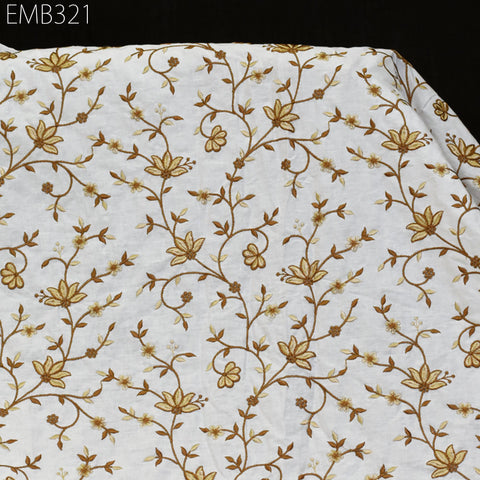 Embroidered Cotton Fabric by the Yard Indian Embroidery Sewing DIY Crafting Summer Women Kids Dresses Costumes Doll Bag Home Decor Curtain