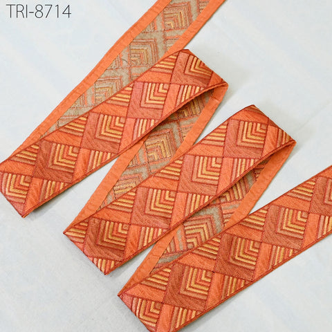 9 Yard Orange 5cm Embroidery Trims Ribbon Border Embroidered Fabric Gift Wrapping Sari DIY Crafting Christmas Decoration Embellishment Trim