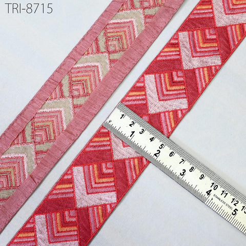 9 Yard Red 5cm Embroidery Ribbon Trim Indian Sari Border Embroidered Crafting Sewing Costumes Tablecloth Lampshades making Home Decor Trim