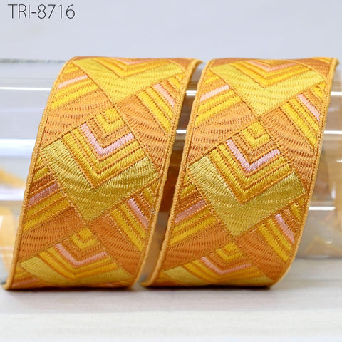 9 Yard Yellow 5cm Embroidery Border Embroidered Fabric Trim Gift Wrapping Saree Ribbon DIY Crafting Christmas Decoration Embellishment Trim