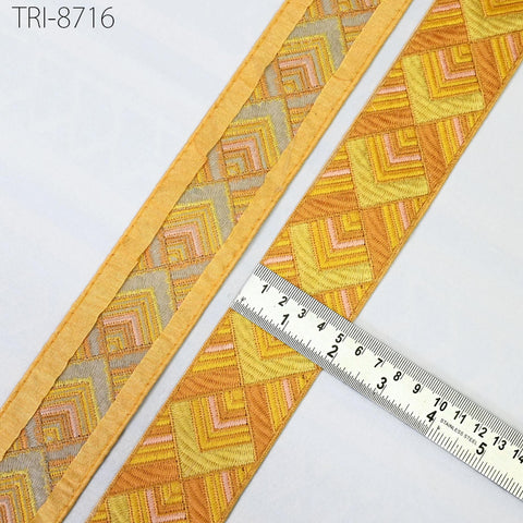 9 Yard Yellow 5cm Embroidery Border Embroidered Fabric Trim Gift Wrapping Saree Ribbon DIY Crafting Christmas Decoration Embellishment Trim