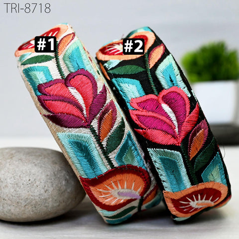 9 Yard Red 4cm Embroidery Ribbons Trim Embellishment Embroidered Fabric Saree Border Theatrical Costumes Crafting Sewing Holidays Decor