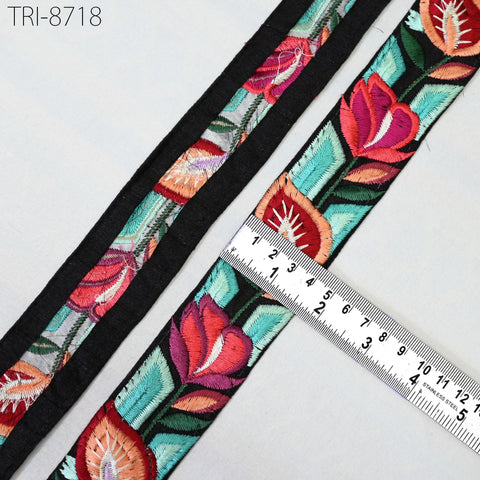 9 Yard Red 4cm Embroidery Ribbons Trim Embellishment Embroidered Fabric Saree Border Theatrical Costumes Crafting Sewing Holidays Decor