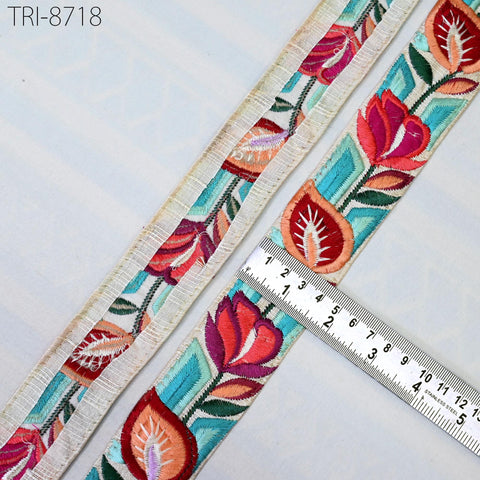 9 Yard Red 4cm Embroidery Ribbons Trim Embellishment Embroidered Fabric Saree Border Theatrical Costumes Crafting Sewing Holidays Decor