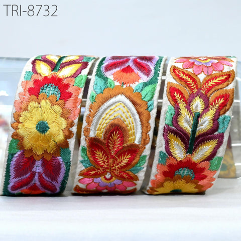 9 Yard Yellow 4cm Embellish Trimming Embroidery Border Embroidered Fabric Trim Gift Wrapping Saree Ribbons DIY Crafting Christmas Decoration
