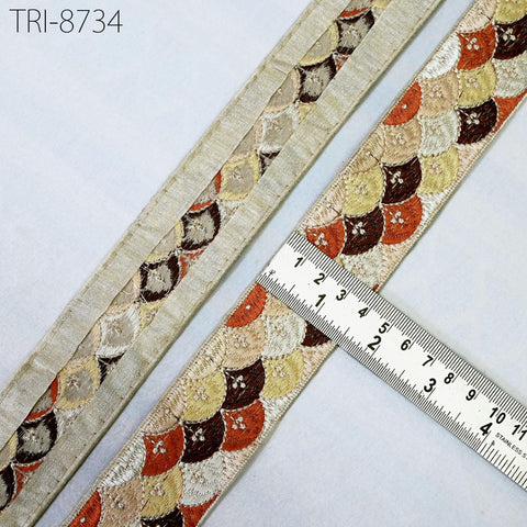 9 Yard 4cm Embroidery Brown Ribbons Trim Embellish Embroidered Fabric Saree Border Theatrical Costumes Crafting Sewing Holidays Decorations
