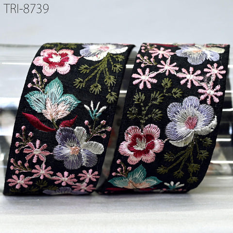 9 Yard Floral 5cm Embroidery Border Ribbon Embroidered Fabric Trim Gift Wrapping Saree DIY Crafting Christmas Decoration Embellishment Trim