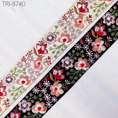 9 Yard Red 5cm Embroidery Trims Ribbon Floral Embellish Embroidered Fabric Saree Costumes Border Crafting Sewing Beach Bags Hats Belts, Gift