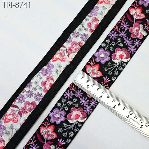 9 Yard Pink Embroidery 5cm Ribbon Indian Sari Border Embroidered Crafting Sewing Costumes Tablecloth Lampshades making Home Decor Trimmings