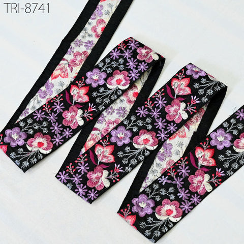 9 Yard Pink Embroidery 5cm Ribbon Indian Sari Border Embroidered Crafting Sewing Costumes Tablecloth Lampshades making Home Decor Trimmings