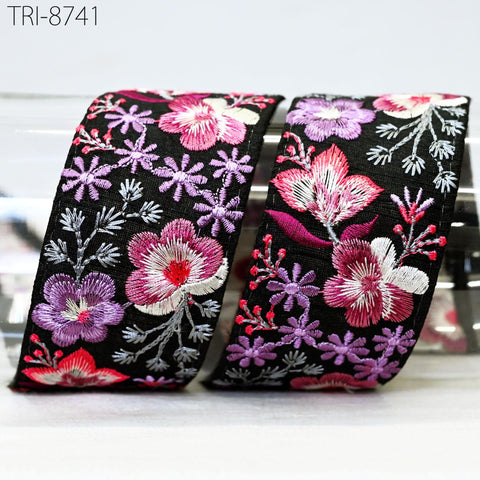 9 Yard Pink Embroidery 5cm Ribbon Indian Sari Border Embroidered Crafting Sewing Costumes Tablecloth Lampshades making Home Decor Trimmings