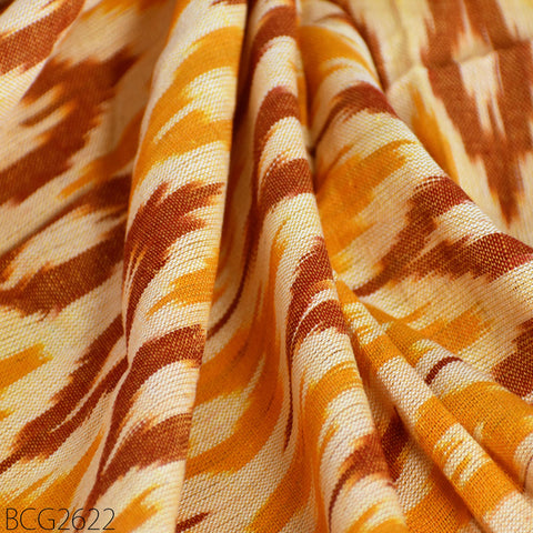 Yellow Indian Ikat Cotton fabric Sold By Yard Handwoven Yarn Dyed Kids Summer Dress Handloom Home Furnishing Cushion Curtain Pillows Apparel