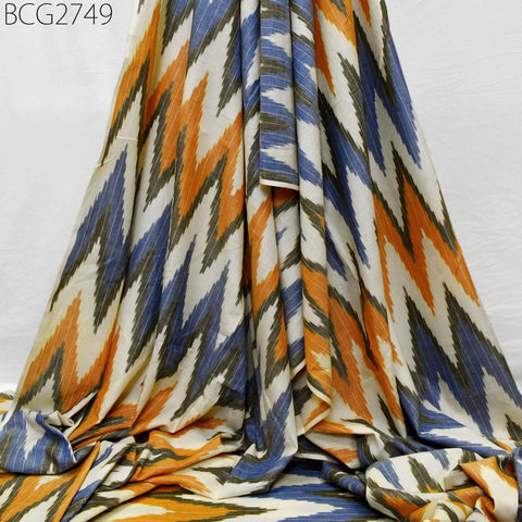 Handloom Indian Ikat Cotton Fabric: Yarn-Dyed, Soft Medium-Weight (Sold by Yard)