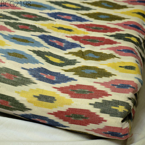 Handloom Indian Ikat Cotton Fabric Sold By Yard Handwoven Yarn Dyed Kids Summer Dresses Home Furnishing Cushions Curtains Pillows Apparel