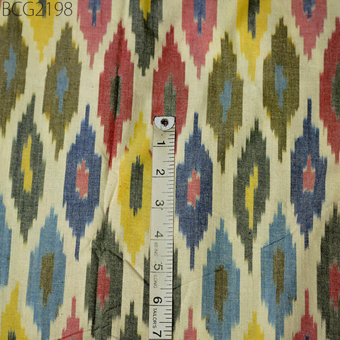 Handloom Indian Ikat Cotton Fabric Sold By Yard Handwoven Yarn Dyed Kids Summer Dresses Home Furnishing Cushions Curtains Pillows Apparel