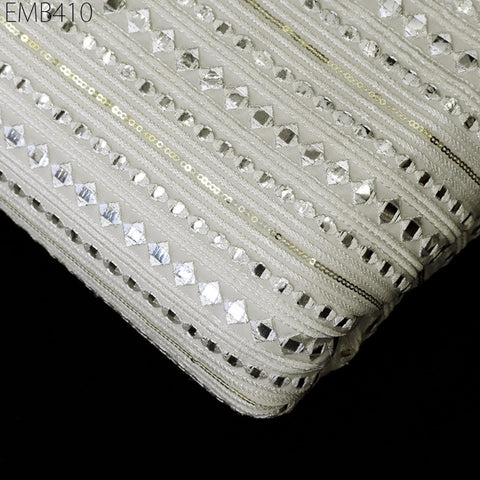 White Indian Embroidered Fabric by the Yard Georgette Embroidery Sewing Curtain DIY Crafting Summer Women Dress Material Drapery Home Decor