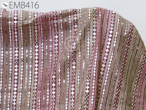 Mauve Indian Embroidered Fabric by the Yard Georgette Embroidery Sewing Curtain DIY Crafting Summer Women Dress Material Drapery Home Decor