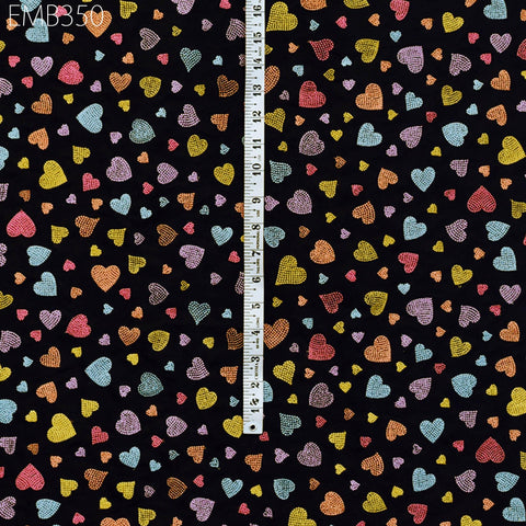 Black Embroidered Cotton Fabric by the Yard Indian Embroidery Sewing DIY Crafting Summer Women Kids Dresses Costumes Doll Bag Home Decor