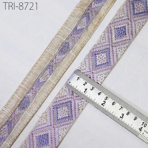 9 Yard 4cm Embroidery Ribbons Trims Lavender Embellish Embroidered Saree Border Costumes Crafting Sewing Beach Bags Tote Pouche Wall Hanging